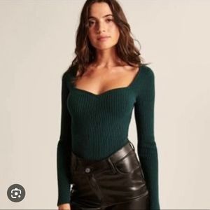 Abercrombie Long Sleeve Sweetheart Green Bodysuit - Size Small